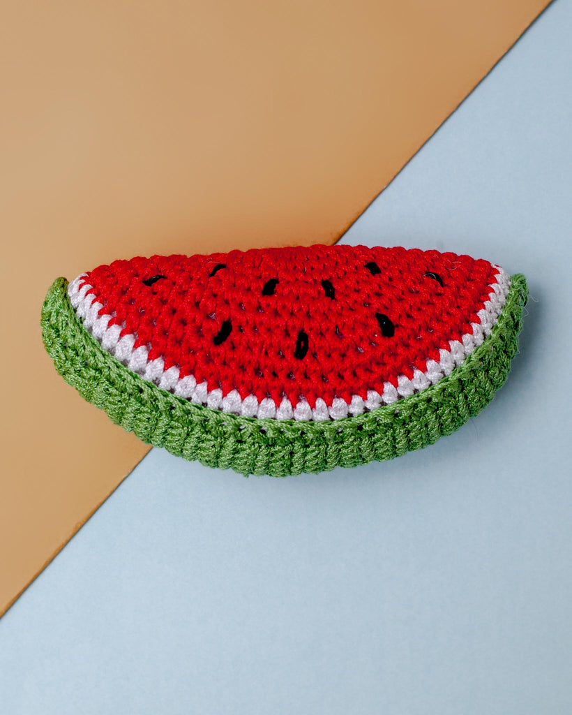 Watermelon Slice Knit Squeaky Toy Play DOGO   