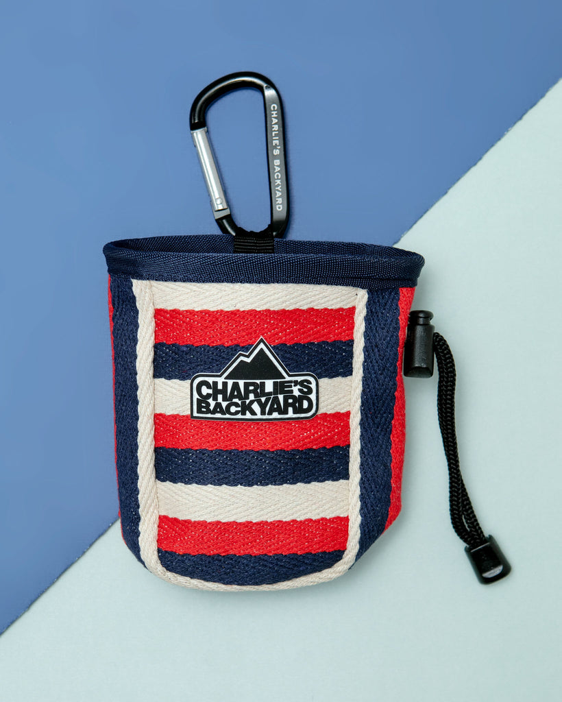 Dog Treat Bag in Navy Stripe WALK CHARLIE'S BACKYARD   