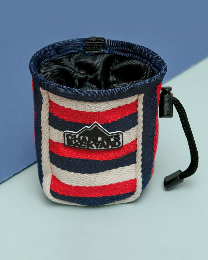 Dog Treat Bag in Navy Stripe WALK CHARLIE'S BACKYARD   