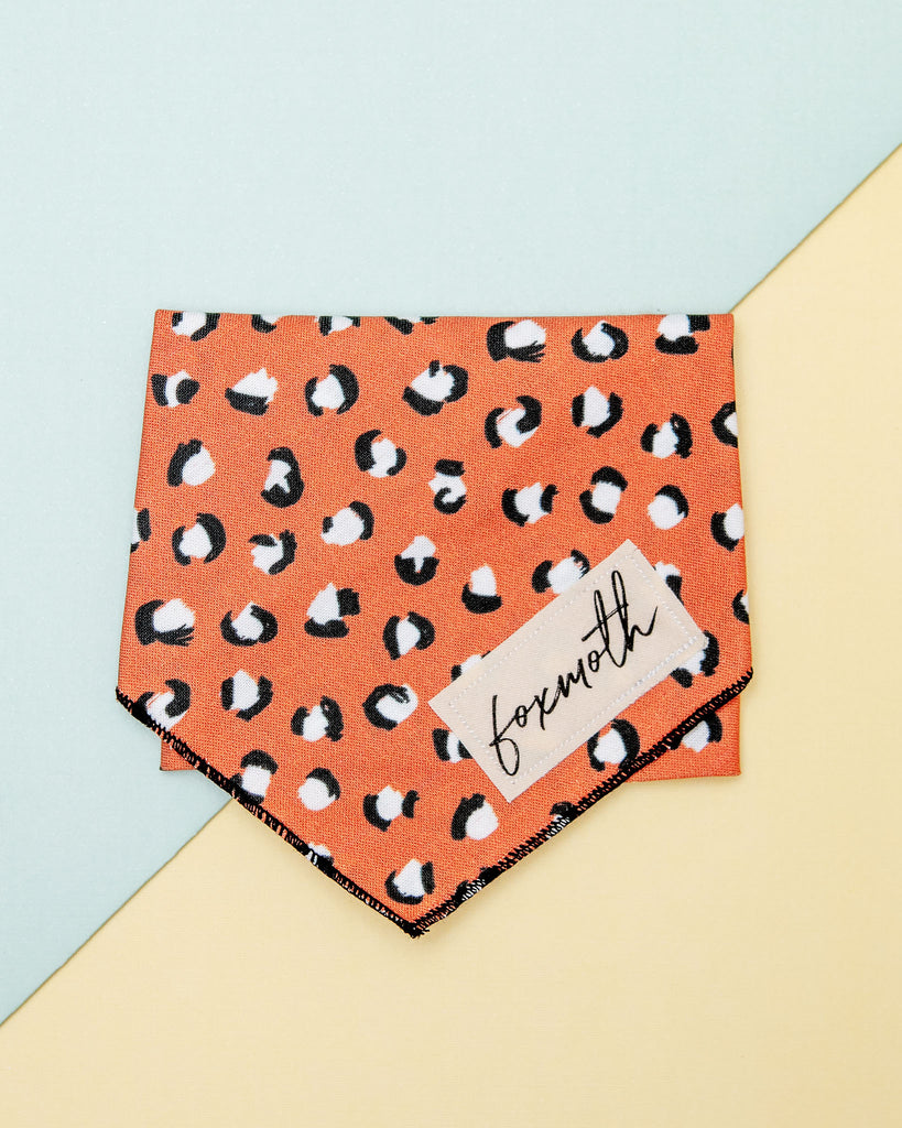 Orange Leopard Print Dog Bandana << FINAL SALE >> Wear FOXMOTH   