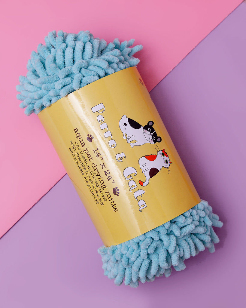 Chenille Shag Pet Drying Mitt << CLEARANCE >> clean PERRO & GATA   