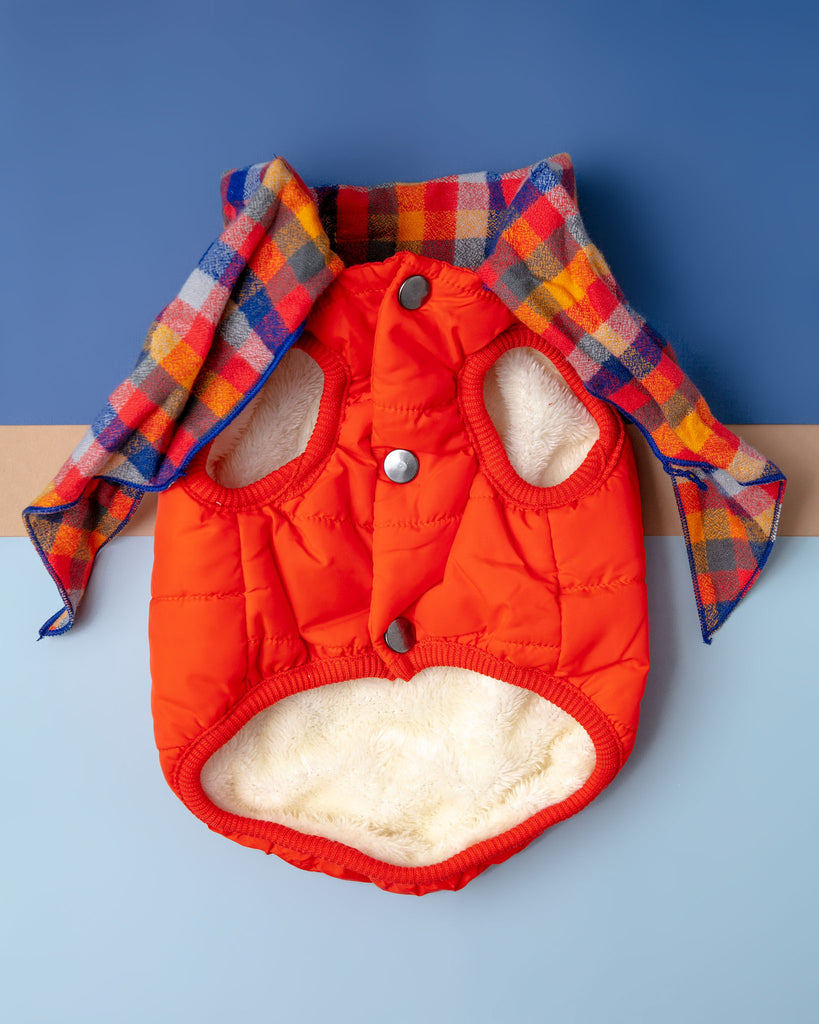 Baxter Bandana Puffer Dog Vest in Orange Wear FINNEGAN'S STANDARD GOODS   