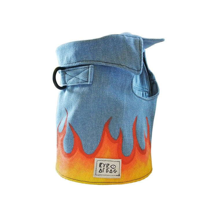 EYE OF DOG | Flames Vest in Blue Denim Apparel EYE OF DOG   