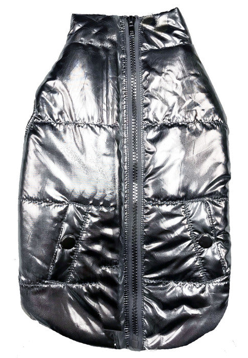 FAB DOG | Metallic Puffer Coat in Silver Coats & Jackets FAB DOG   