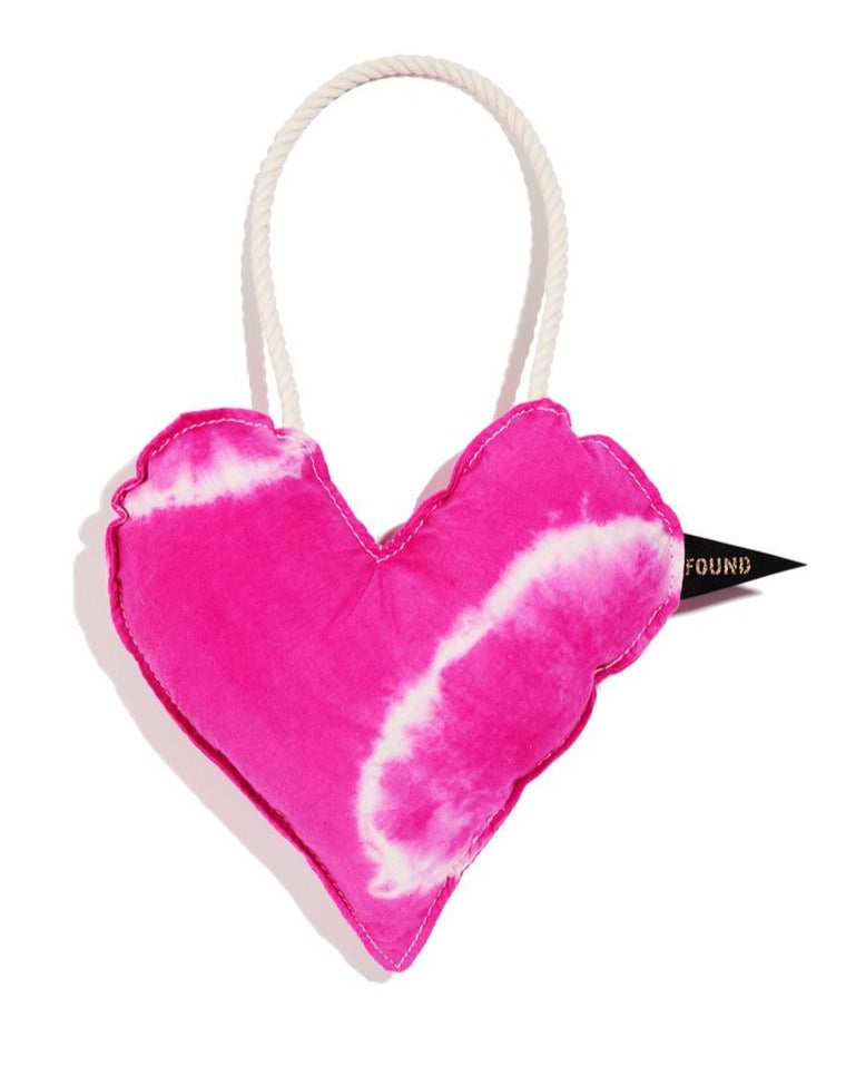 Batik Cotton Heart Dog Toy in Hot Pink (Made in the USA) Play FOUND MY ANIMAL   