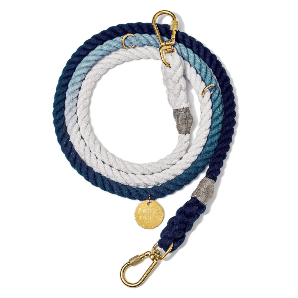 Adjustable Rope Dog Lead in Indigo Ombre (Made in the USA) << FINAL SALE >> WALK FOUND MY ANIMAL   