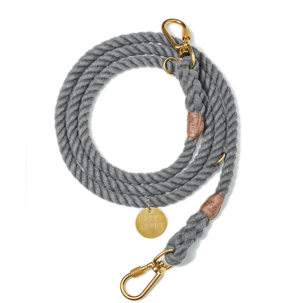 FOUND MY ANIMAL | Adjustable Rope Lead in Upcycled Charcoal Leash FOUND MY ANIMAL   