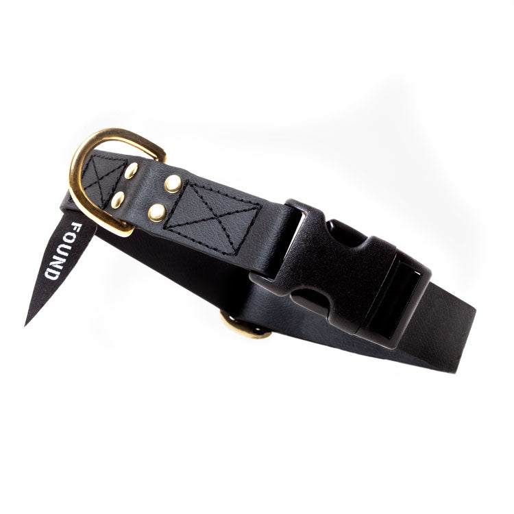 FOUND MY ANIMAL | Leather Alternative Collar in Black Collar FOUND MY ANIMAL   
