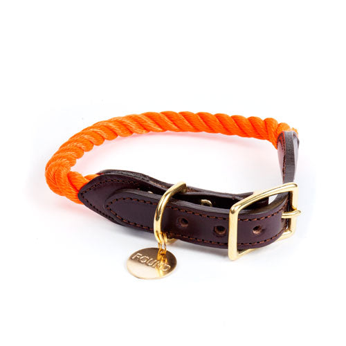 FOUND MY ANIMAL | Rope Collar in Rescue Orange Collar FOUND MY ANIMAL   