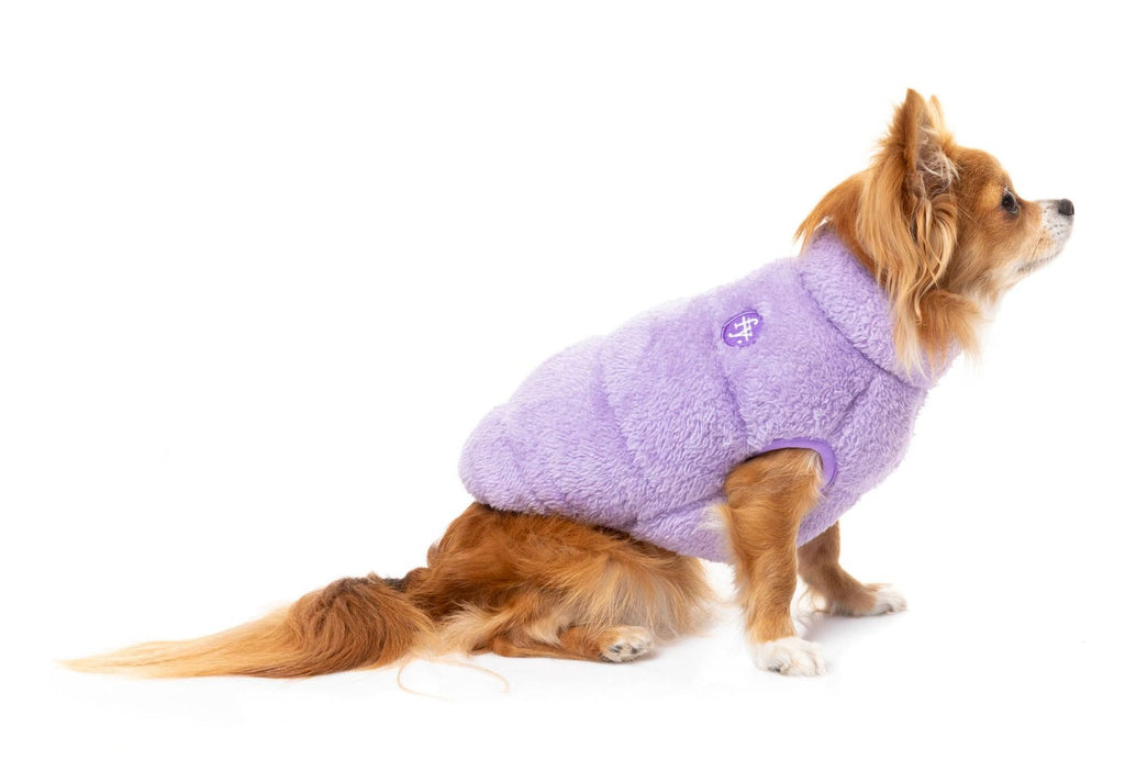 The Vaucluse Fuzzy Puffer Vest in Lilac Wear FUZZYARD   