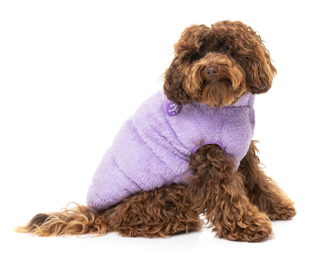 The Vaucluse Fuzzy Puffer Vest in Lilac Wear FUZZYARD   