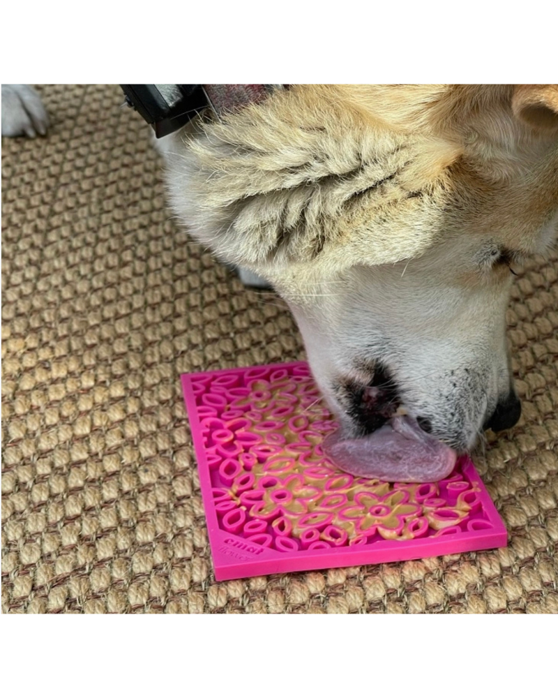 Flower Power Dog Lick Mat (Made in the USA) Eat SODA PUP   