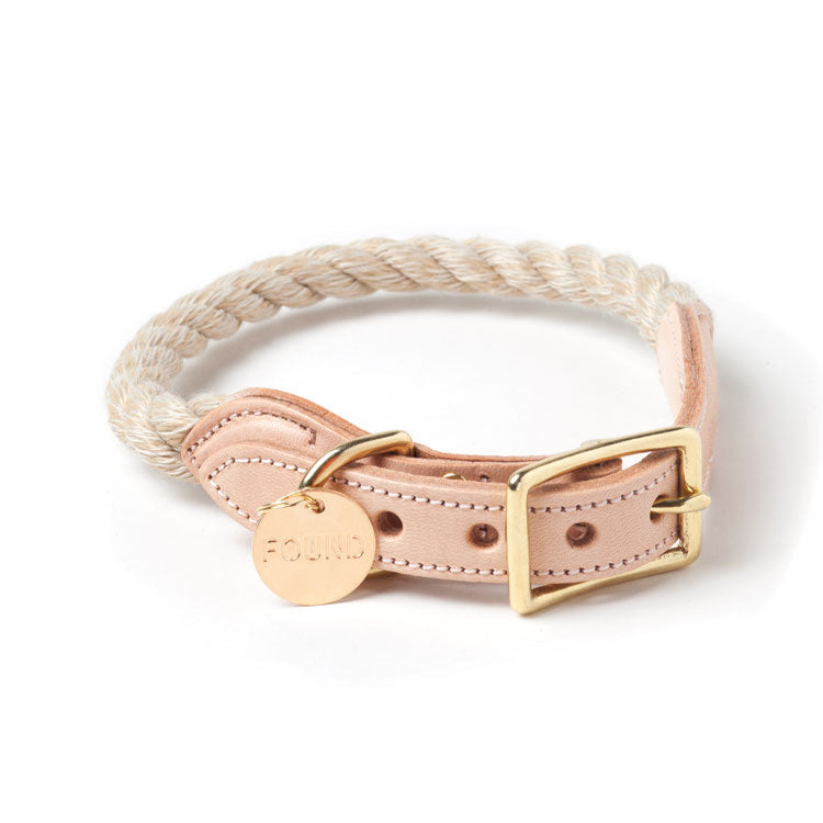 Rope Collar in Light Tan (Made in the USA) WALK FOUND MY ANIMAL   