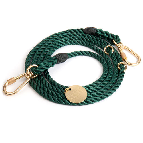 Adjustable Rope Lead in Hunter Green (Made in the USA) WALK FOUND MY ANIMAL   