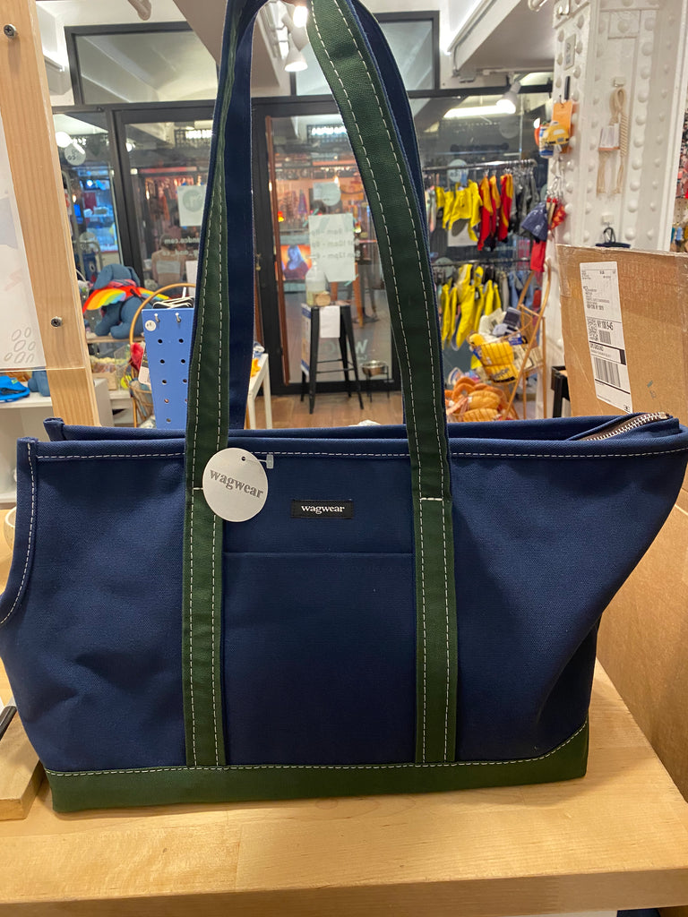 Boat Canvas Dog Tote in Navy and Olive (Dog & Co. Exclusive - Made in the USA) << FINAL SALE >> Carry WAGWEAR   
