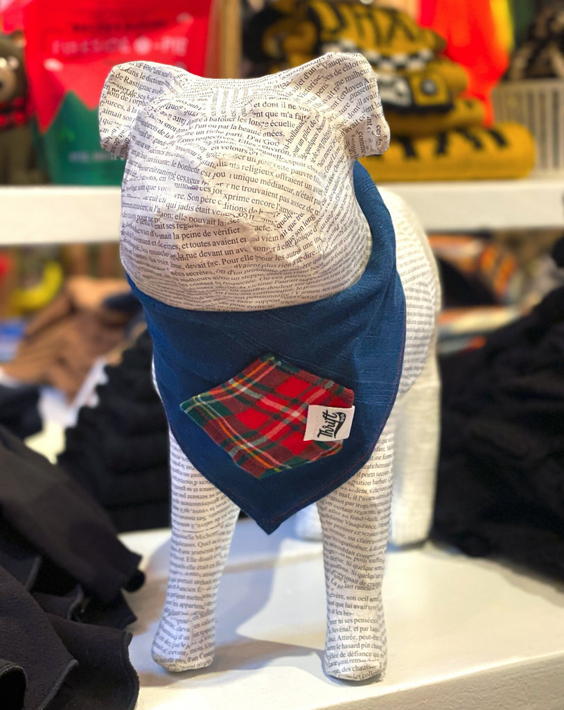 Upcycled Howliday Plaid Treat Pocket Dog Bandana (Made in the USA) Accessories THRIFT DOG   