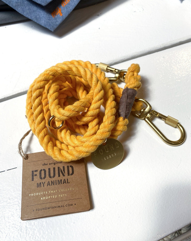 Adjustable Rope Dog Lead in Butter Yellow (Made in the USA) Dog Supplies FOUND MY ANIMAL   
