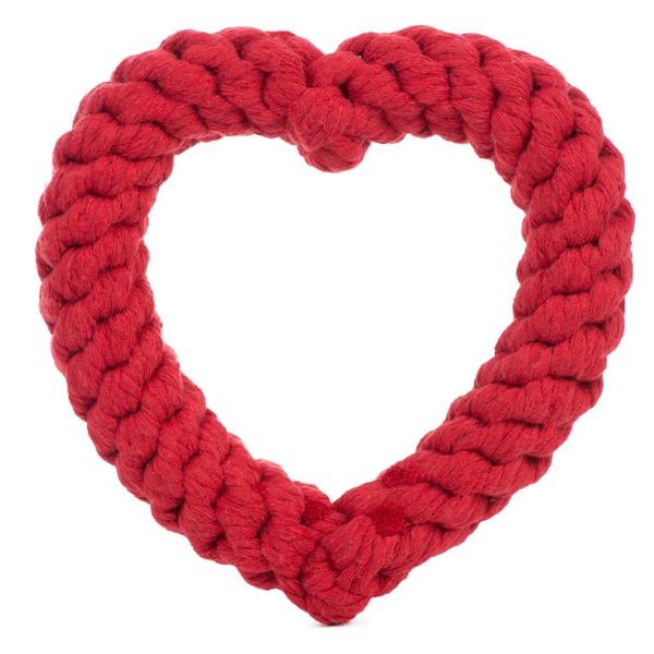 Heart Rope Dog Toy in Red Play JAX & BONES   