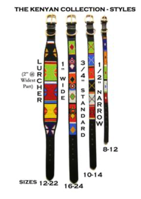 Hippo Circus Beaded Leather Dog Collar WALK THE KENYAN COLLECTION   