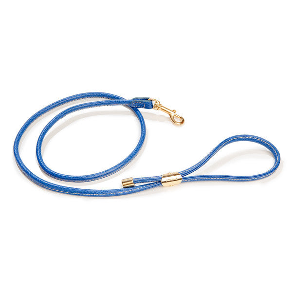 Italian Leather Leash in Blue WALK LA CINOPELCA   