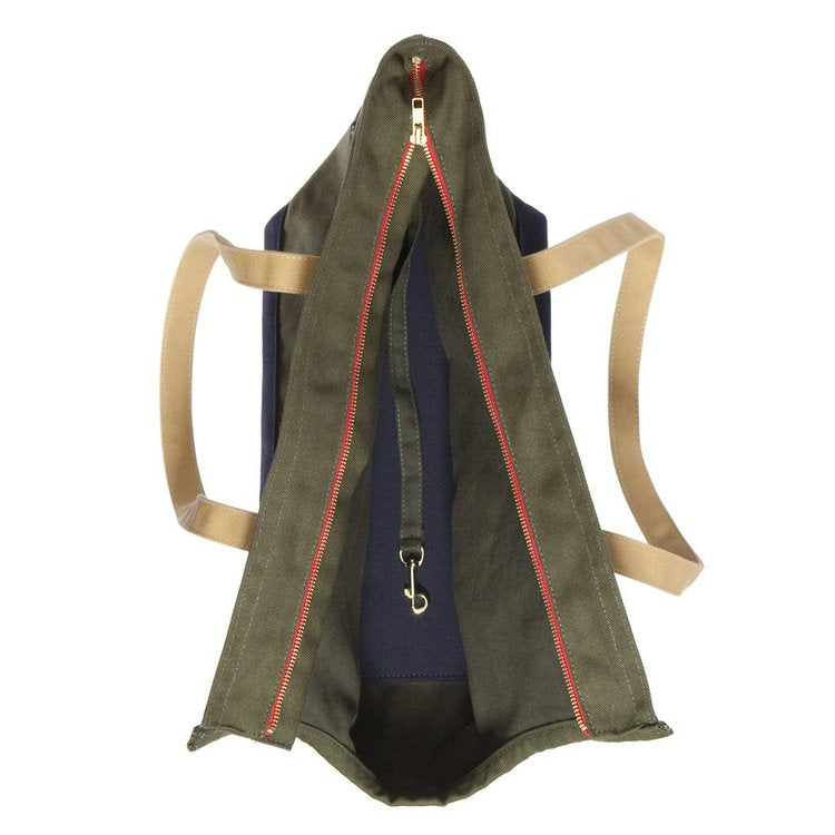 Canvas Pet Tote in Olive & Navy (Made in the USA) (Direct Ship) Carry LOVE THY BEAST   