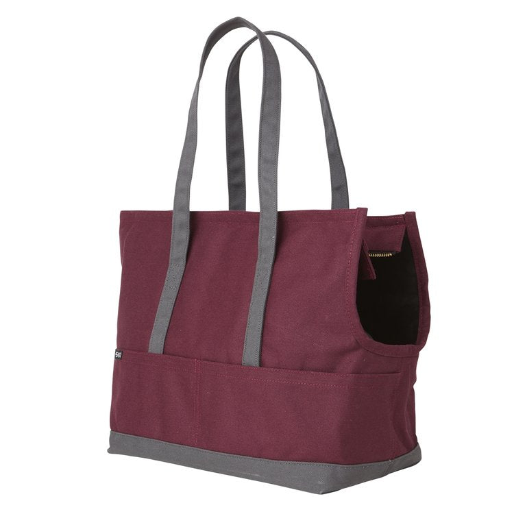LOVE THY BEAST | Canvas Pet Tote in Maroon & Dark Grey Carry LOVE THY BEAST   