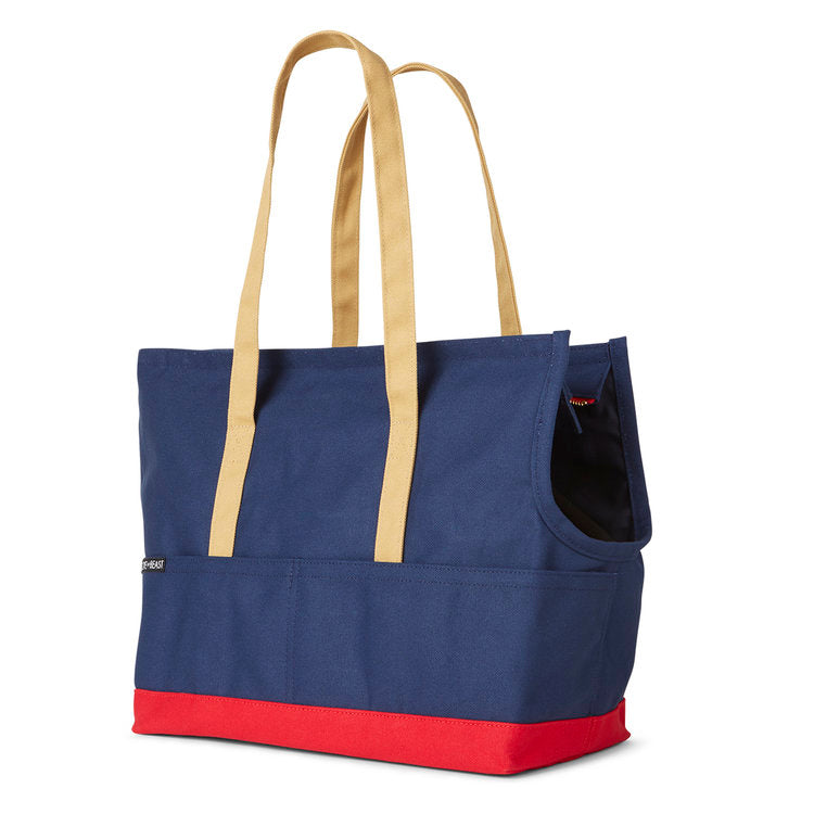 Canvas Pet Tote in Navy & Red (Made in the USA) (Direct Ship) Carry LOVE THY BEAST   