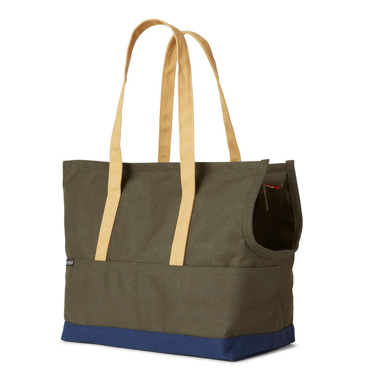 Canvas Pet Tote in Olive & Navy (Made in the USA) (Direct Ship) Carry LOVE THY BEAST   