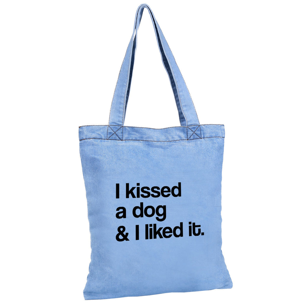 MAD-STYLE | I Kissed a Dog & I Liked It Denim Tote Human MAD-STYLE   