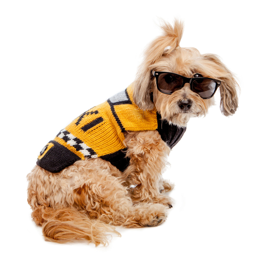 NYC Taxi Handknit Dog Sweater (Dog & Co. Exclusive) Wear PERUVIAN KNITS for DOG & CO.   