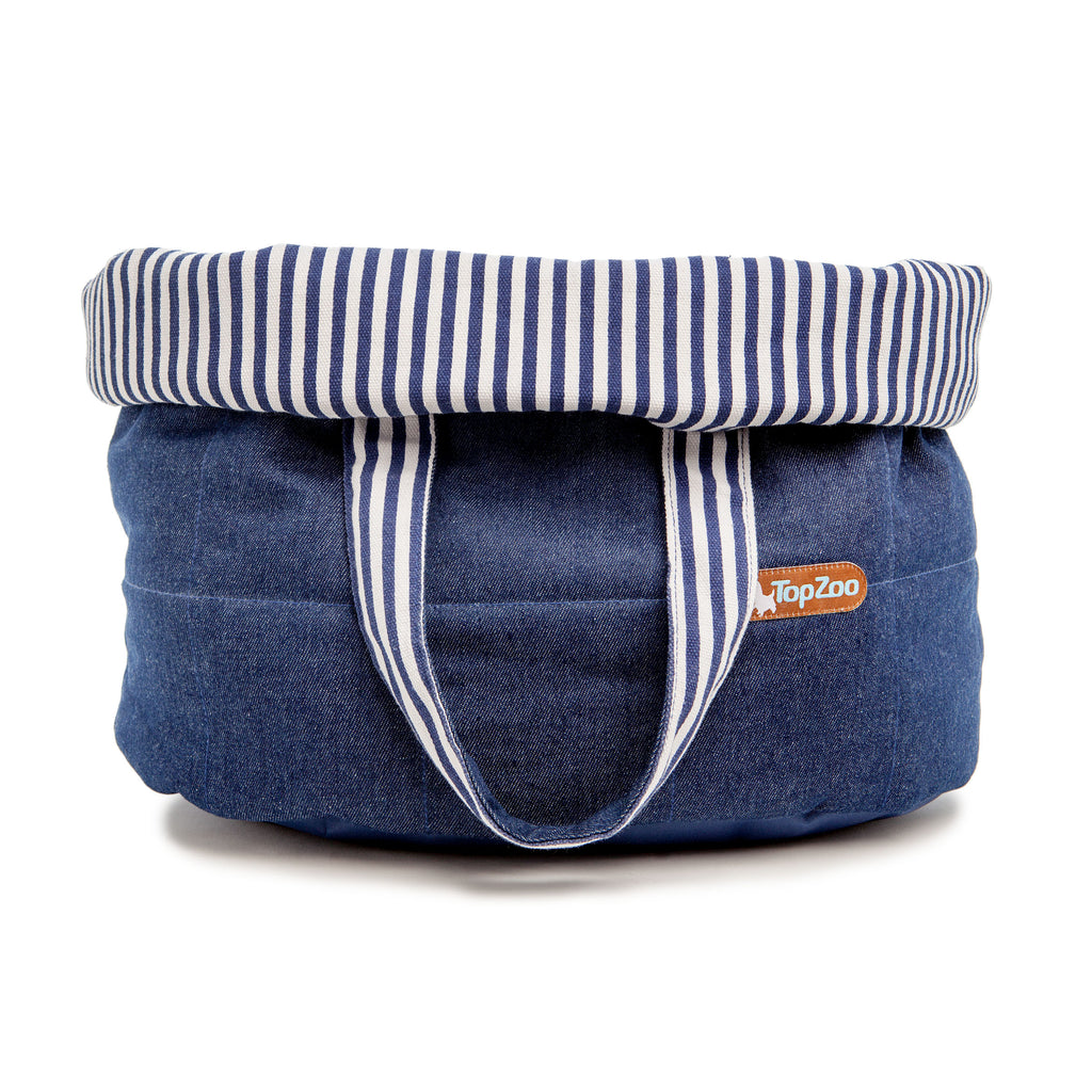 Oval Dog Bed Bag in Denim Carry TOPZOO   