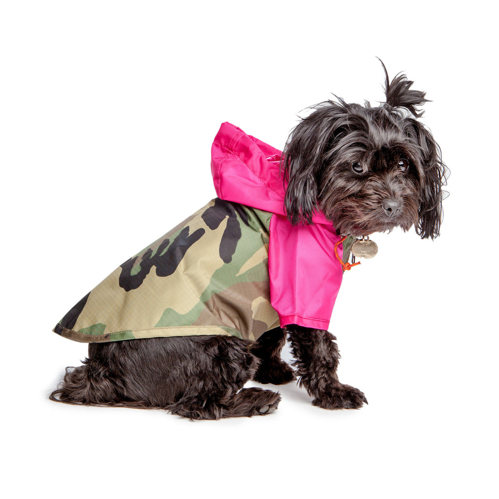 WAGWEAR | Nylon Colorblock Rainbreaker in Neon Pink + Camo (Exclusive to DOG & CO.) Coats & Jackets WAGWEAR   