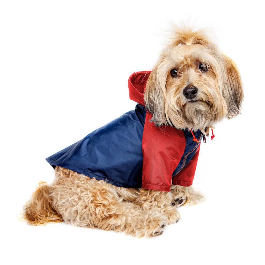 Nylon Colorblock Dog Rainbreaker in Navy + Red (Exclusive to DOG & CO.) (FINAL SALE) Wear WAGWEAR   