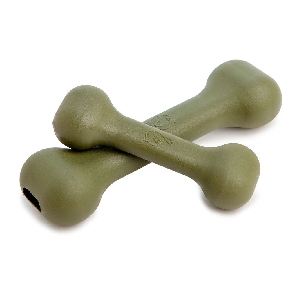 The Perfect Bone Dog Toy in Olive Green (Made in the USA) Play JERSEY DOG CO.   