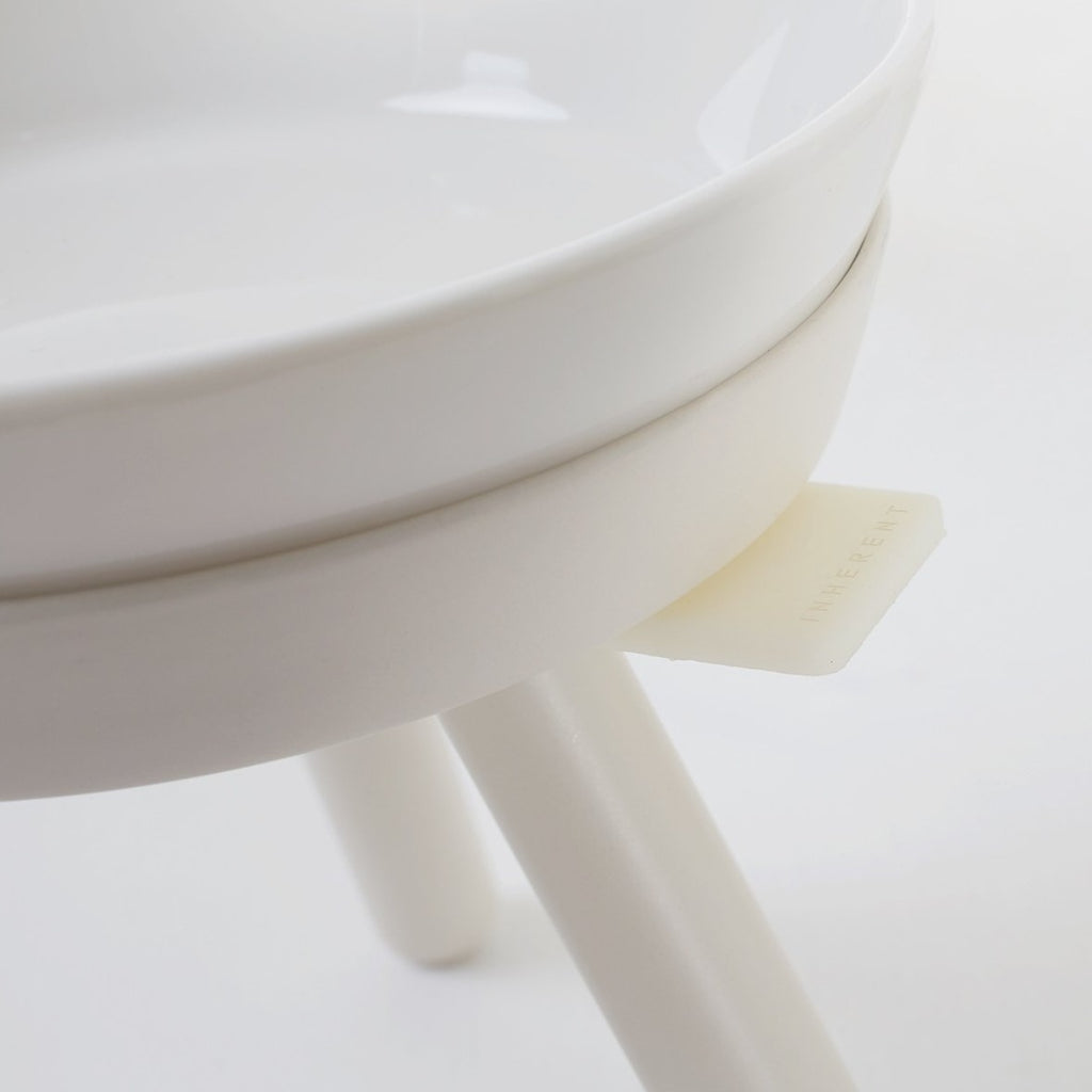 Elevated Oreo Ceramic Dog Bowl + Stand in White (Tall) Eat INHERENT   