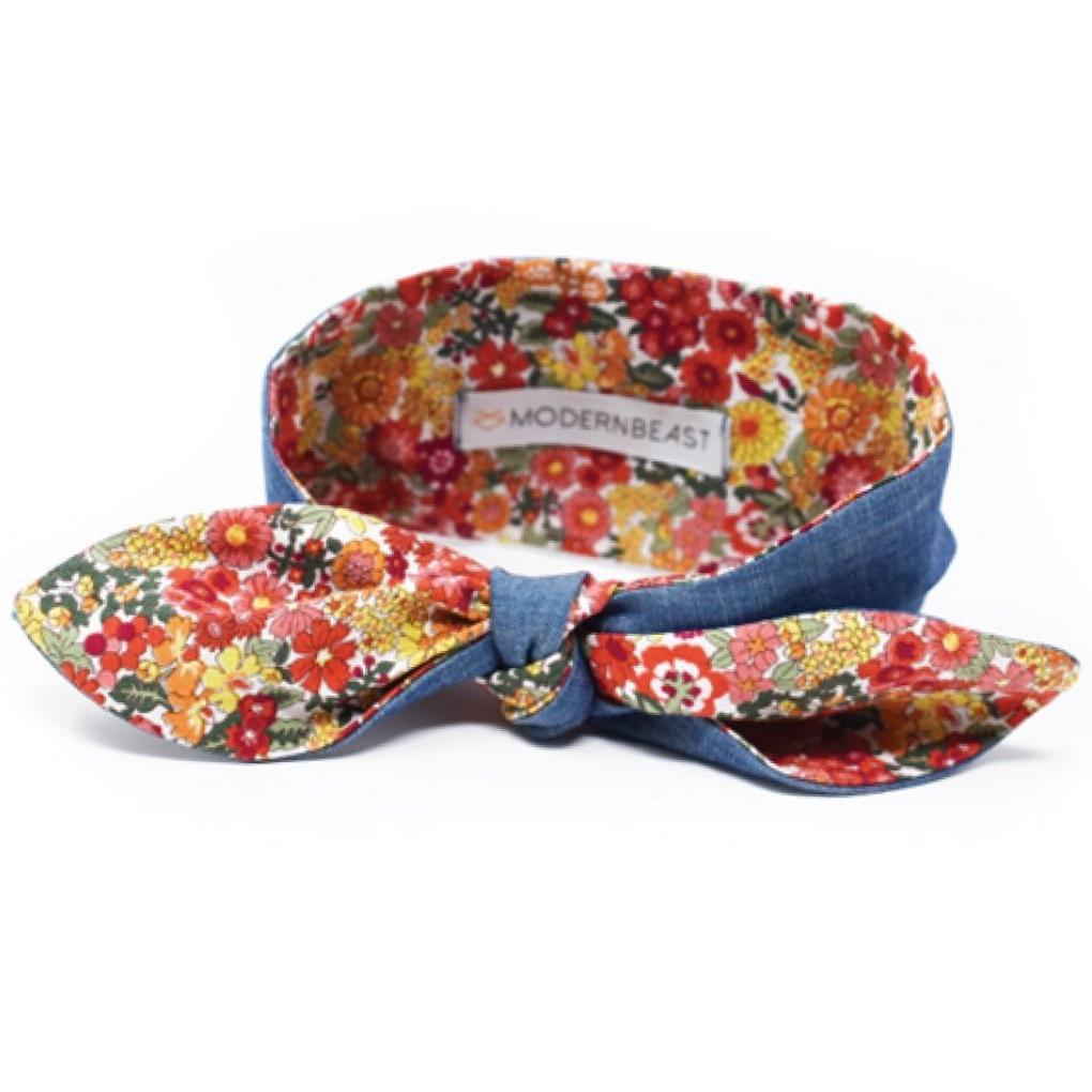 MODERN BEAST | Chambray Neck Tie in Red Floral Accessories MODERN BEAST   