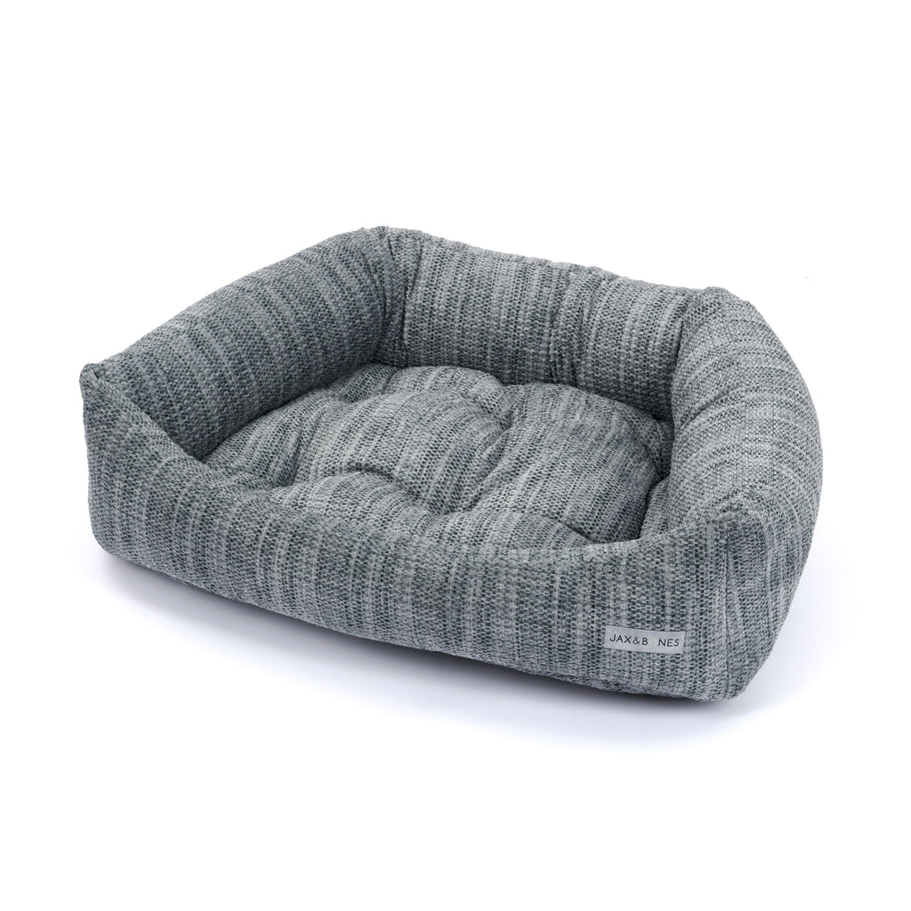Napper Dog Bed in Plush Velour (Direct-Ship) (Made in the USA) HOME JAX & BONES Small Torino Charcoal 