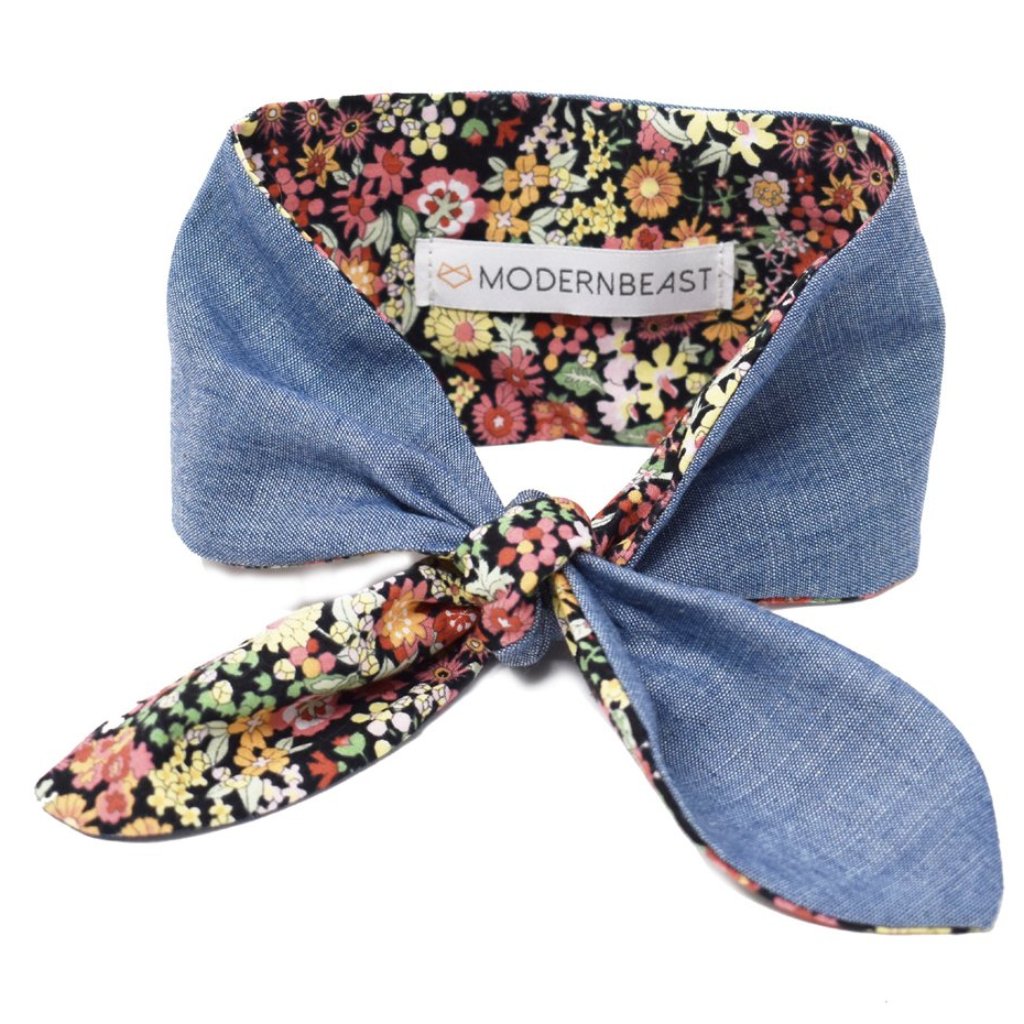 MODERN BEAST | Chambray Neck Tie in Black Floral Accessories MODERN BEAST   