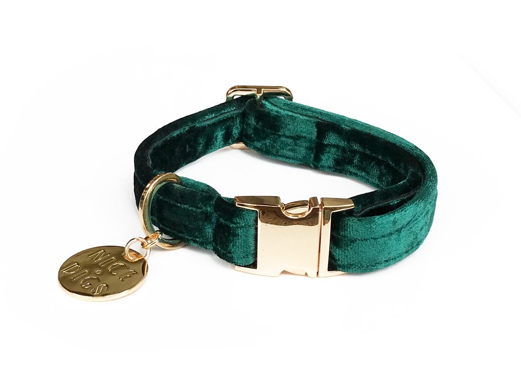 NICE DIGS | Velvet Dog Collar in Jade Collar NICE DIGS   
