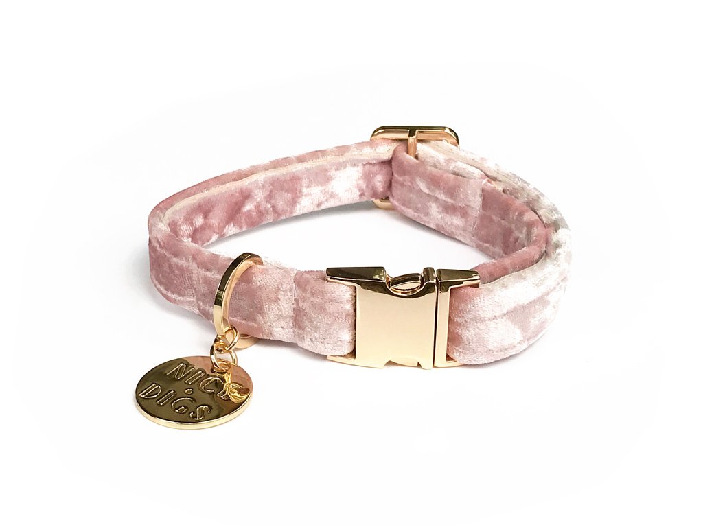 NICE DIGS | Velvet Dog Collar in Rose Collar NICE DIGS   
