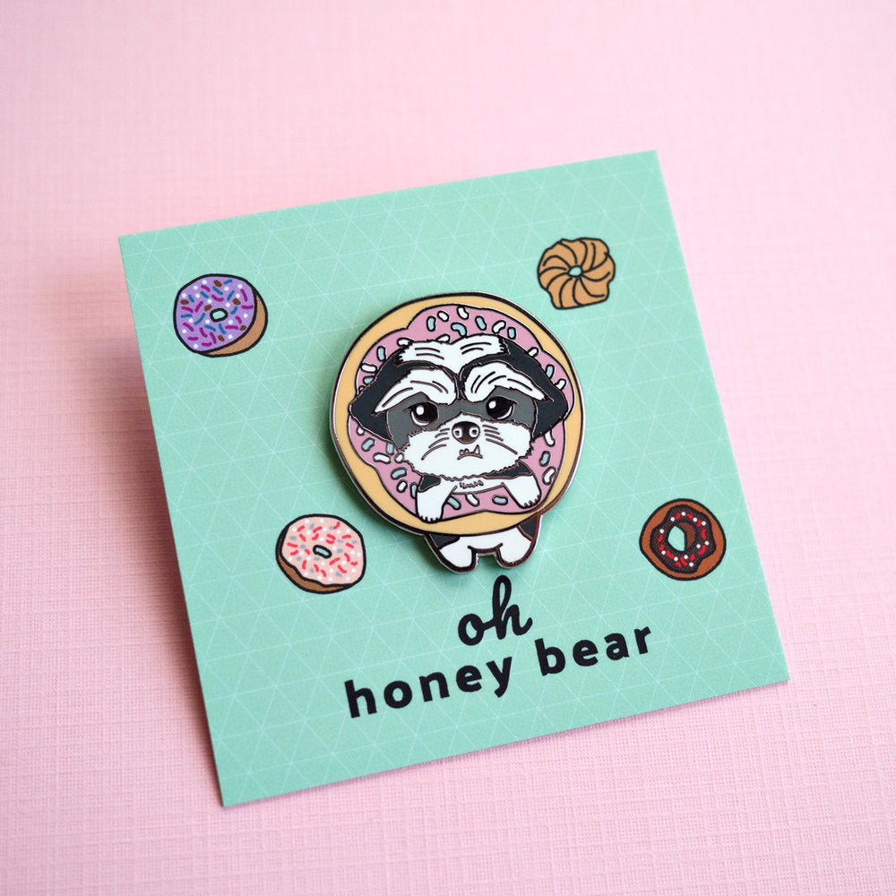 OH HONEY BEAR | Honey, the Shih Tzu Donut Enamel Pin Human OH HONEY BEAR   