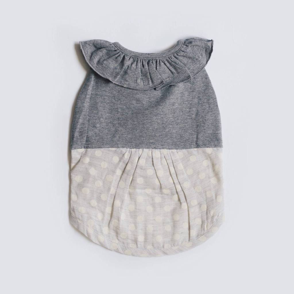 OH POP DOG | Ruffle Dress in Grey Polka Dot Apparel OH POP DOG   