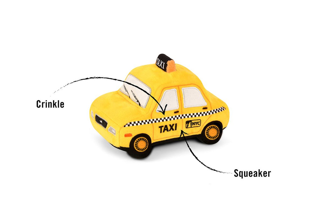 Canine Commute Taxi Plush Crinkle + Squeaky Dog Toy Play P.L.A.Y.   