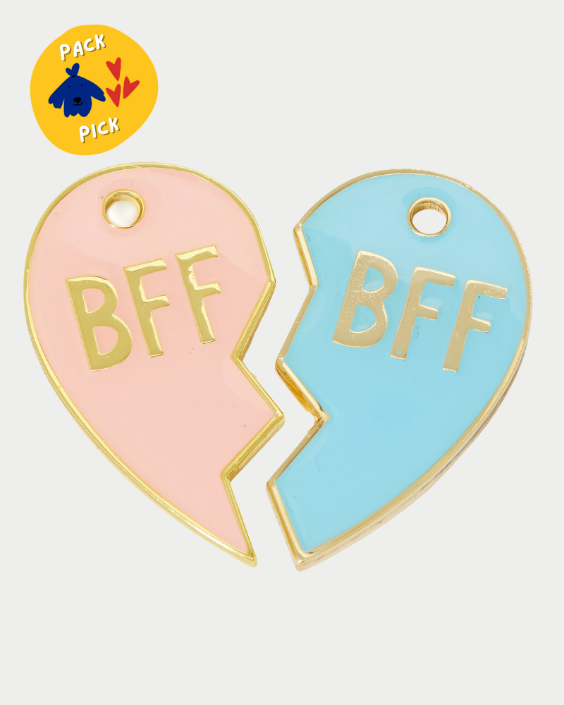 BFF Dog ID Tag in Pink, Blue or Mix-Match (Set of 2) (Custom/Drop-Ship) Accessories TRILL PAWS   