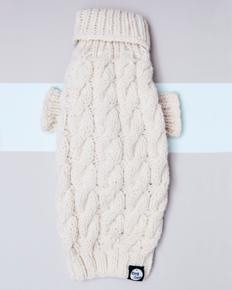 Downtown Roll Neck Dog Sweater in Natural Wear DOG & CO. COLLECTION   