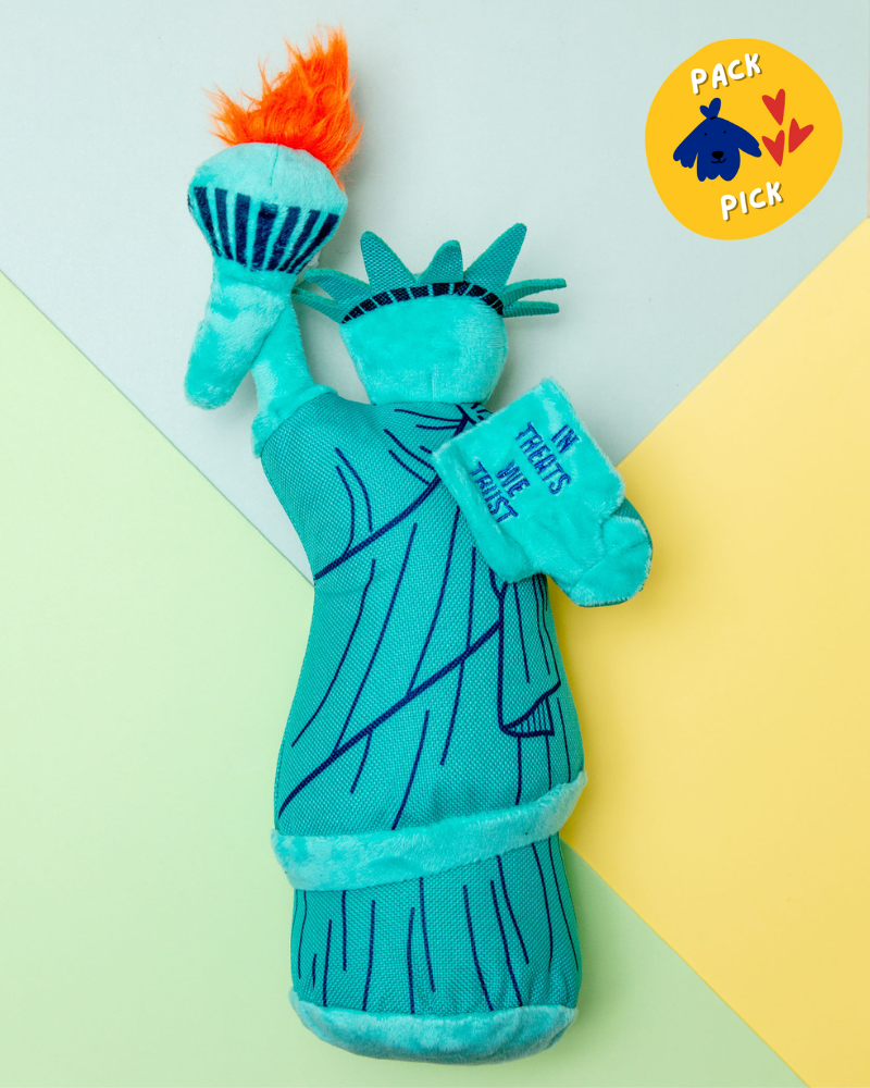 Statue of Liberty Squeaky Plush Dog Toy Play P.L.A.Y.   