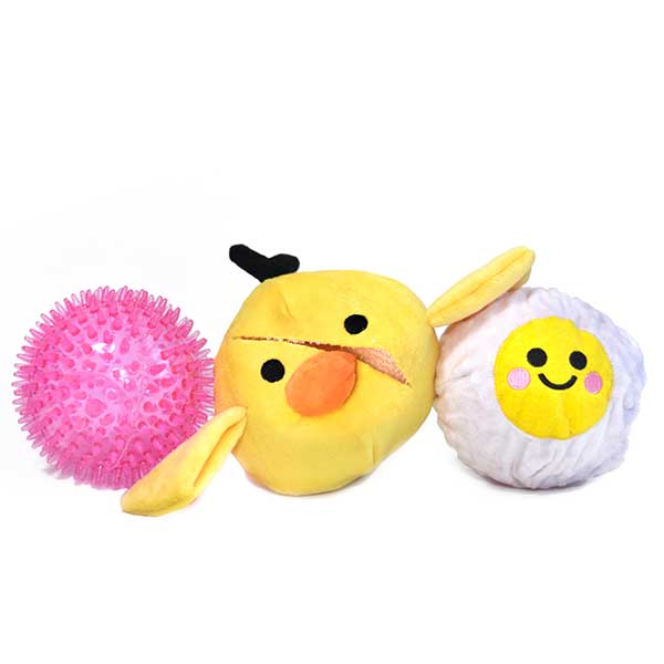 3-in-1 The Chicken + The Egg Squeaky Dog Toy Play PATCHWORK PET   