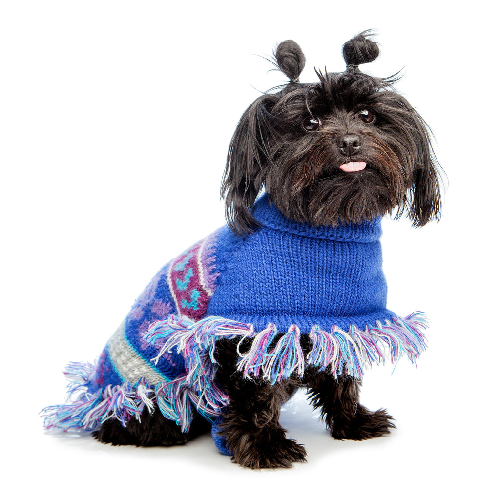 PERUVIAN KNITS | Blue Snowflake Sweater Poncho Apparel PERUVIAN KNITS   
