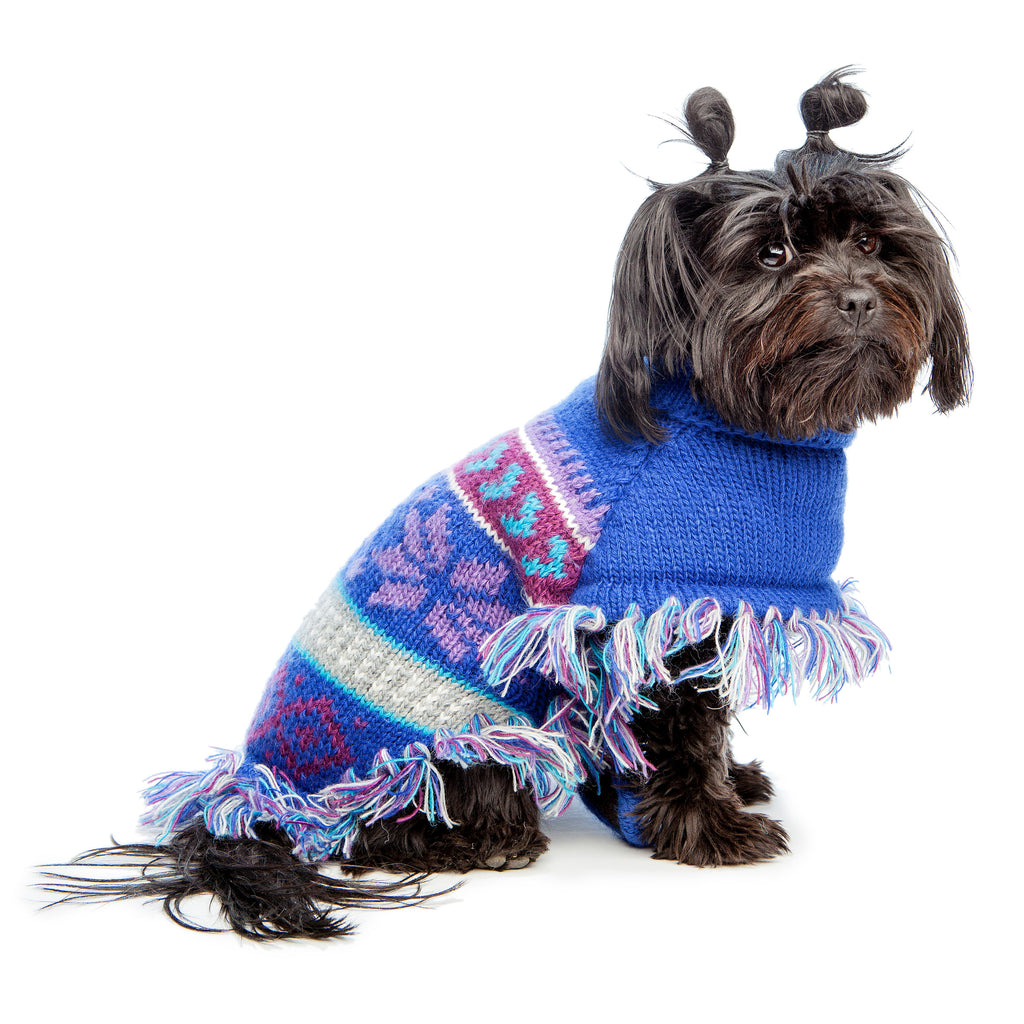 PERUVIAN KNITS | Blue Snowflake Sweater Poncho Apparel PERUVIAN KNITS   