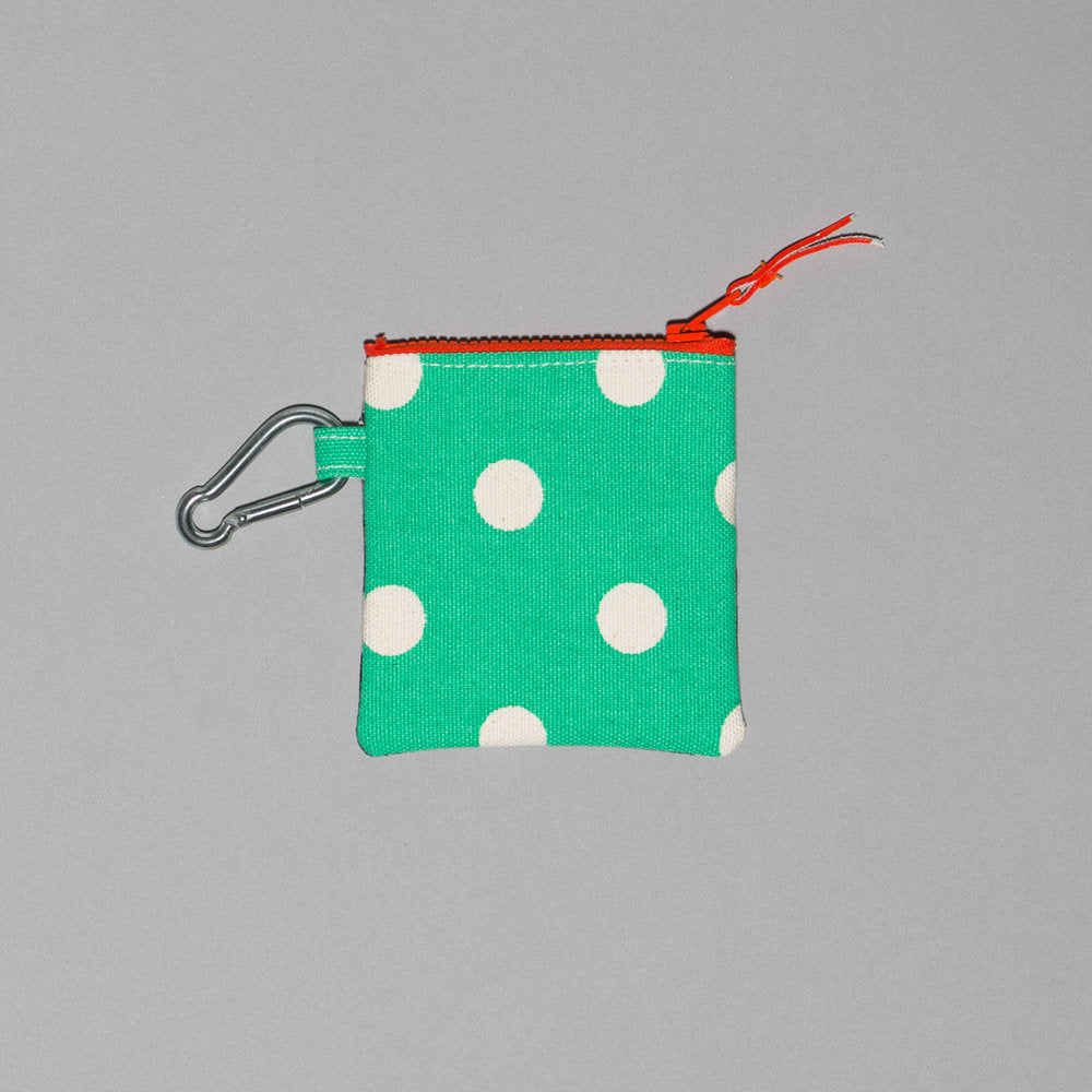 Polka Dot Canvas Pouch in Blue/Green Walk WARE OF THE DOG   